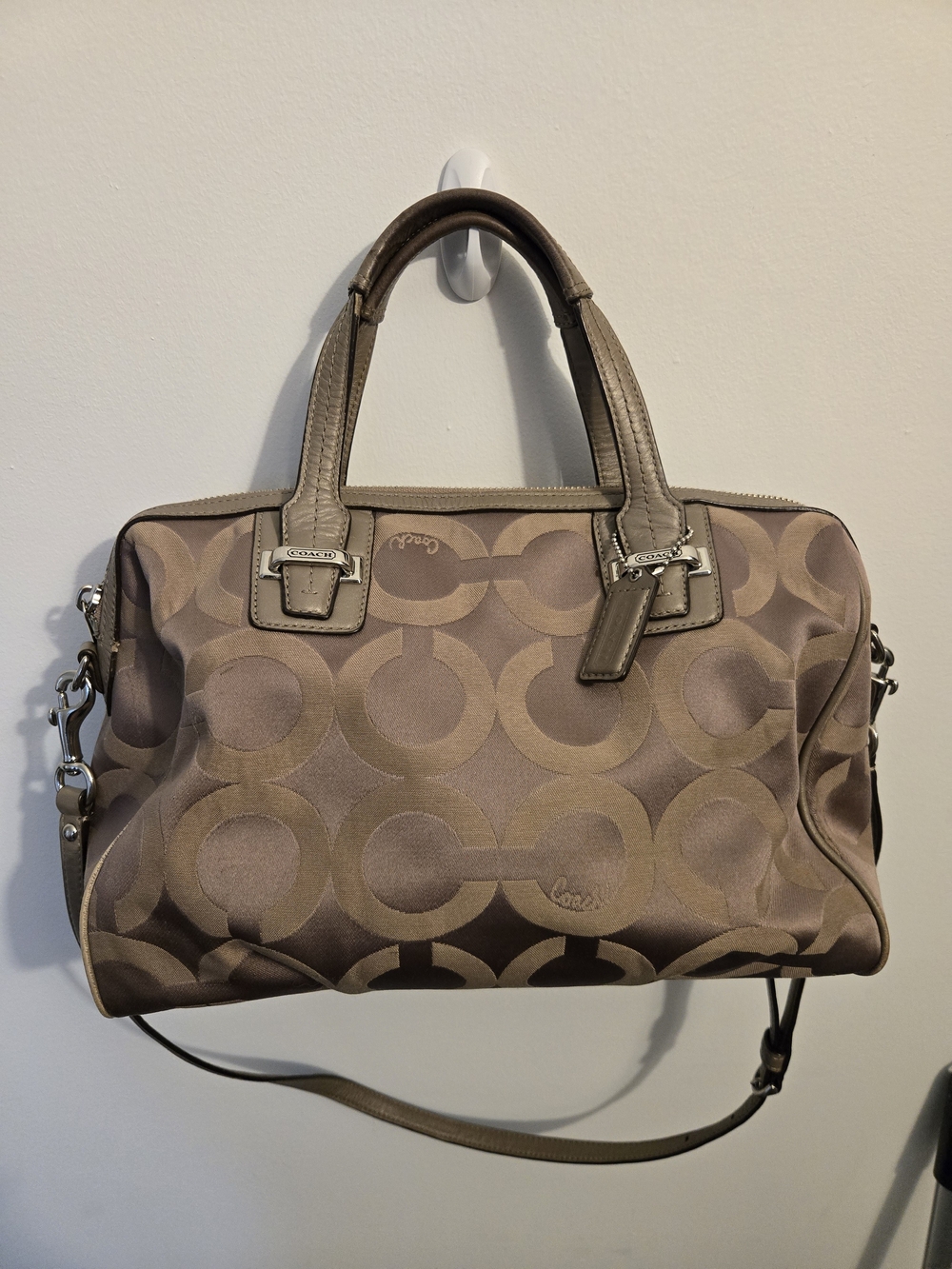 Coach Taupe Op Art Satchel Purse